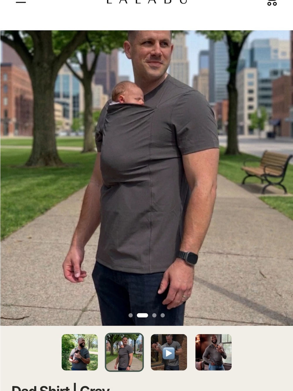 LALABU Charcoal Short-Sleeve V-Neck Tee Dad shirt 2x